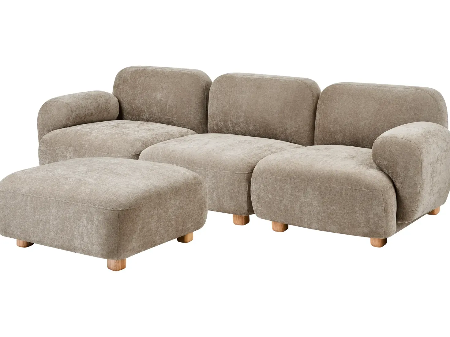 AMLI 3 personers Modulsofa Beige med fodskammel
