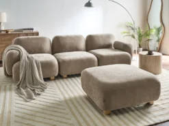 AMLI 3 personers Modulsofa Beige med fodskammel