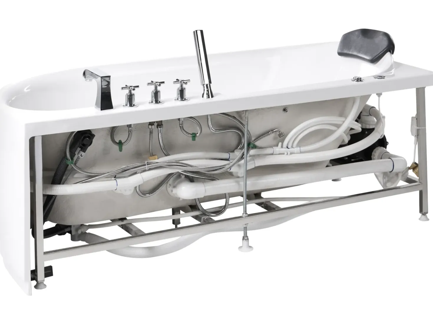 Badekar med massage SAYULA Højrevendt 170 x 80 cm Hvid