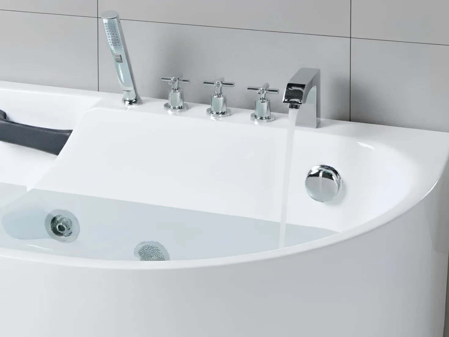 Badekar med massage SAYULA Højrevendt 170 x 80 cm Hvid