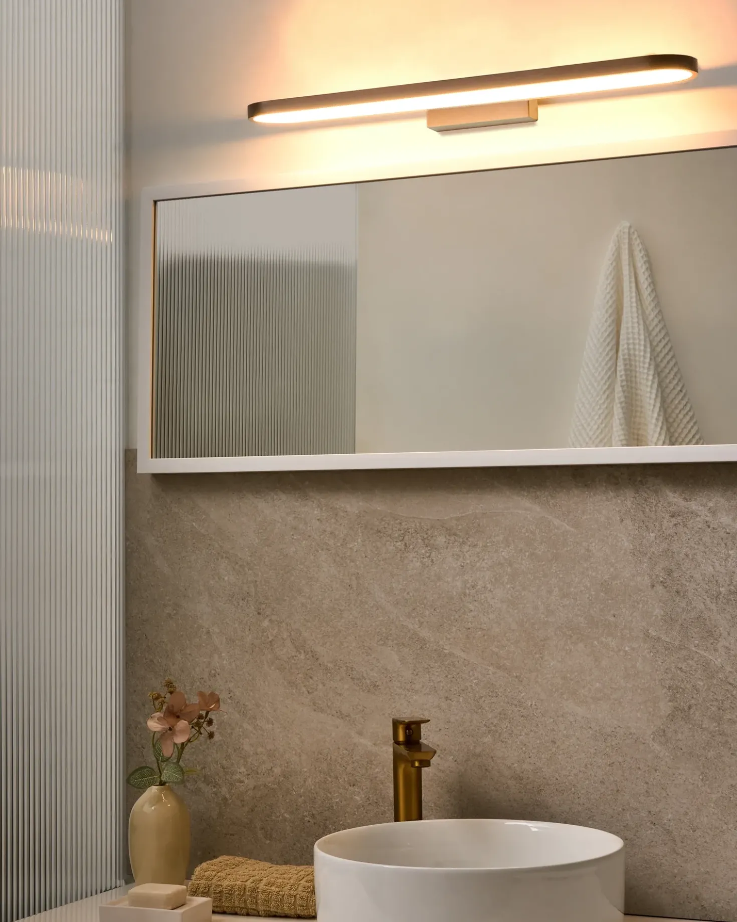 Billede og spejl LED-lys MIDOU Metal Brun
