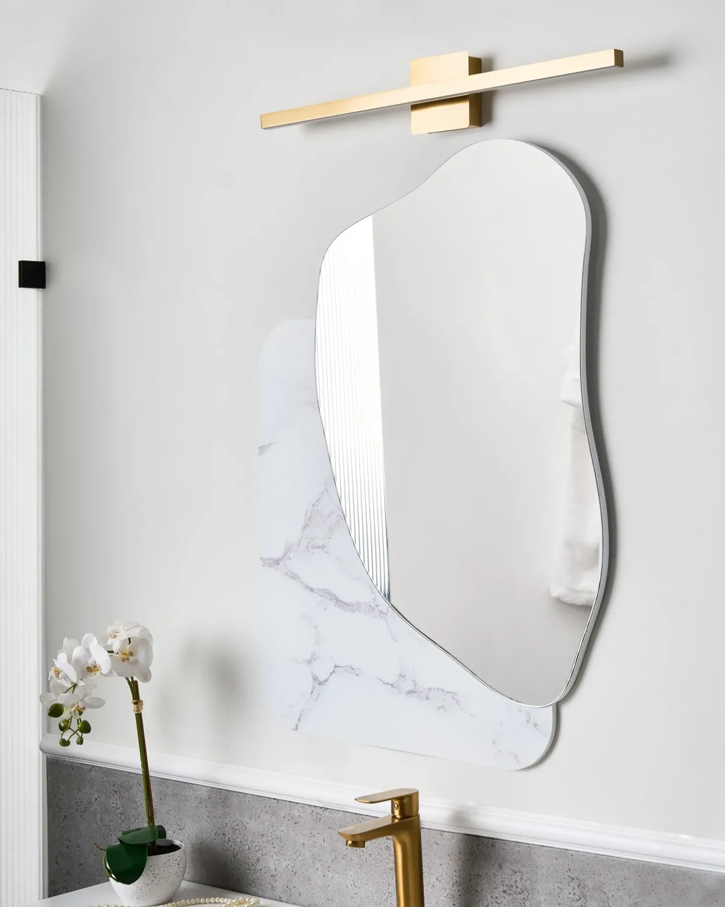 Billede og spejl LED-lys MARIZ Metal Guld
