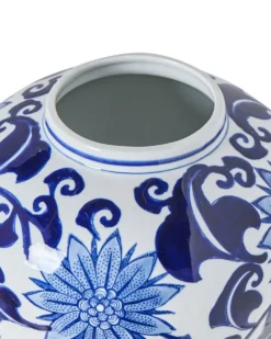 Blomstervase GIRONA Porcelæn 35 cm Hvid/blå