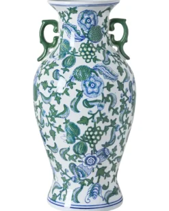 Blomstervase SEGOWIA Porcelæn 47 cm Hvid/blå