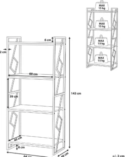 Bogreol med 4 hylder FORRES 143 cm Brun/sort