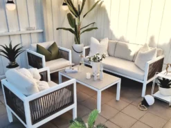 BORELLO 5 personers Loungesæt med bord Hvid Metal
