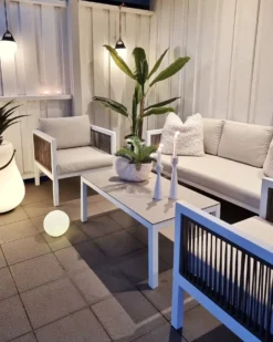 BORELLO 5 personers Loungesæt med bord Hvid Metal