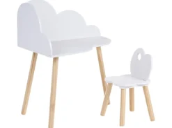 Børnebord og stole sæt CLOUDY Hvid