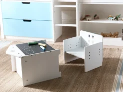 Børnebord og stole sæt ELANORA Hvid Montessori