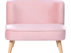 Børnesofa RISBY Velour Lyserød