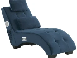 Chaiselong SIMORRE Velour Mørkeblå Med indbygget Bluetooth-højttaler