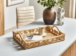 Dekorativ bakke CALAYAN Rattan Beige