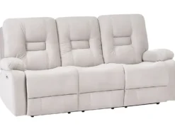 Elektrisk recliner sofa 3 personers BERGEN Velour Lys Beige med USB-port