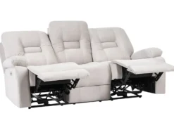 Elektrisk recliner sofa 3 personers BERGEN Velour Lys Beige med USB-port