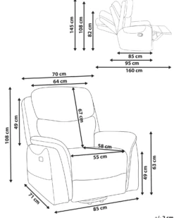 Elektrisk recliner stol GLORIE massagefunktion Grøn