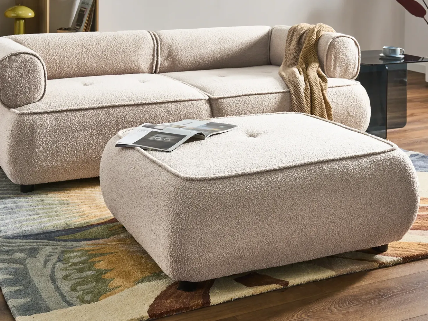Fodskammel SALLA Boucle Beige
