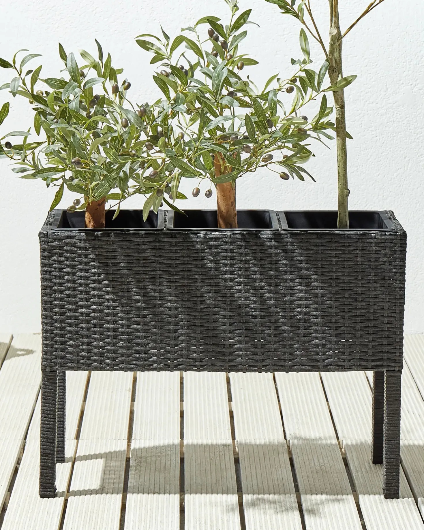 Forhøjet plantekrukke CARAGANA 77 cm Sort PE-rattan