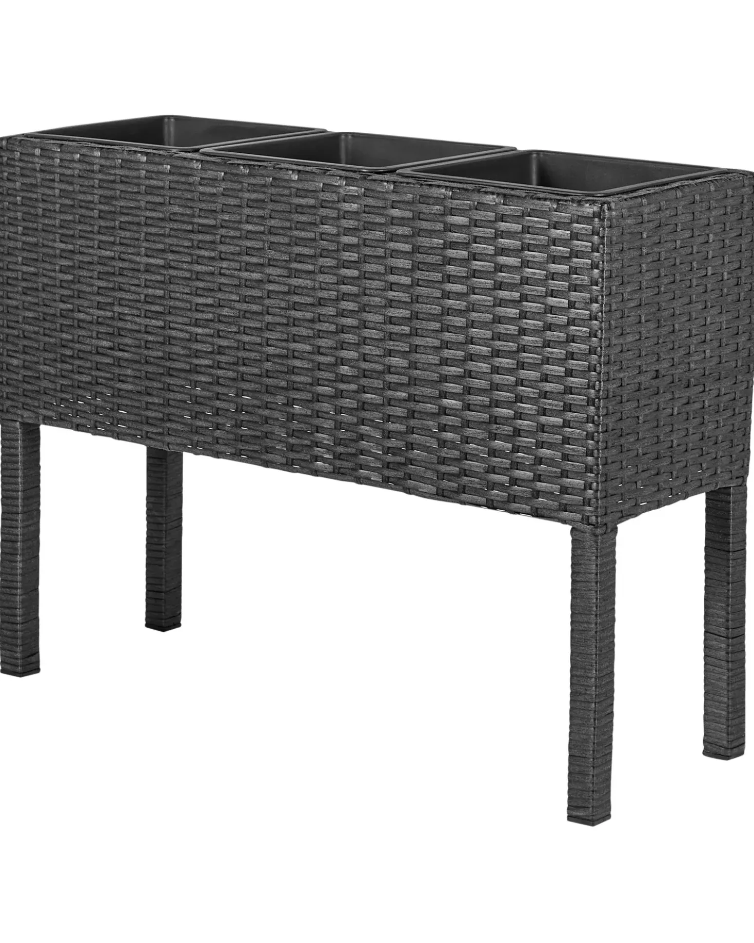 Forhøjet plantekrukke CARAGANA 77 cm Sort PE-rattan