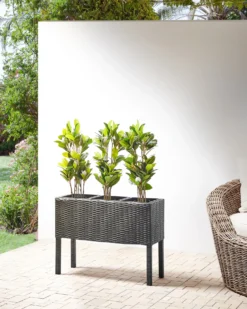 Forhøjet plantekrukke CARAGANA 77 cm Sort PE-rattan