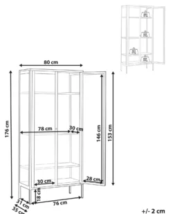 Glas vitrineskab HARTY Metal 80 cm Beige