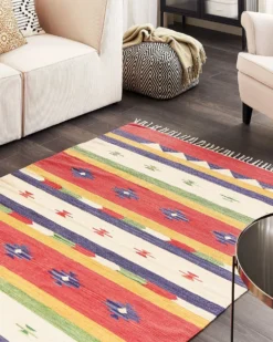 Gulvtæppe ALAPARS Multifarvet 140 x 200 cm Bomuld Kelim