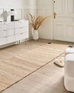 Gulvtæppe AMRAVATI Sort/beige 80 x 300 cm Jute