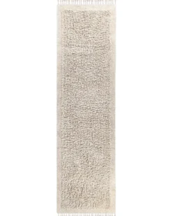 Gulvtæppe BITLIS Lys Beige 80 x 300 cm Bomuld