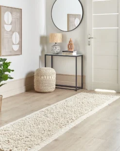 Gulvtæppe BITLIS Lys Beige 80 x 300 cm Bomuld