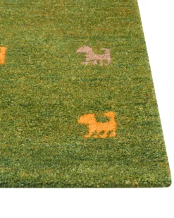 Gulvtæppe YULAFI Grøn 140 x 200 cm Uld Gabbeh