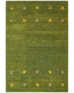 Gulvtæppe YULAFI Grøn 140 x 200 cm Uld Gabbeh