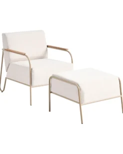 Havestol NIMIS med fodskammel Lys Beige