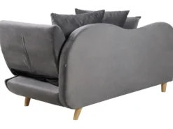 Højrevendt chaiselong MERI Velour Mørkegrå med opbevaring