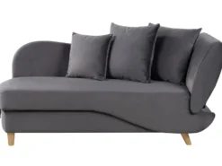 Højrevendt chaiselong MERI Velour Mørkegrå med opbevaring