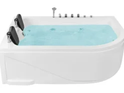 Hjørne-boblebad med LED CALAMA Højrevendt 180 x 120 cm Hvid