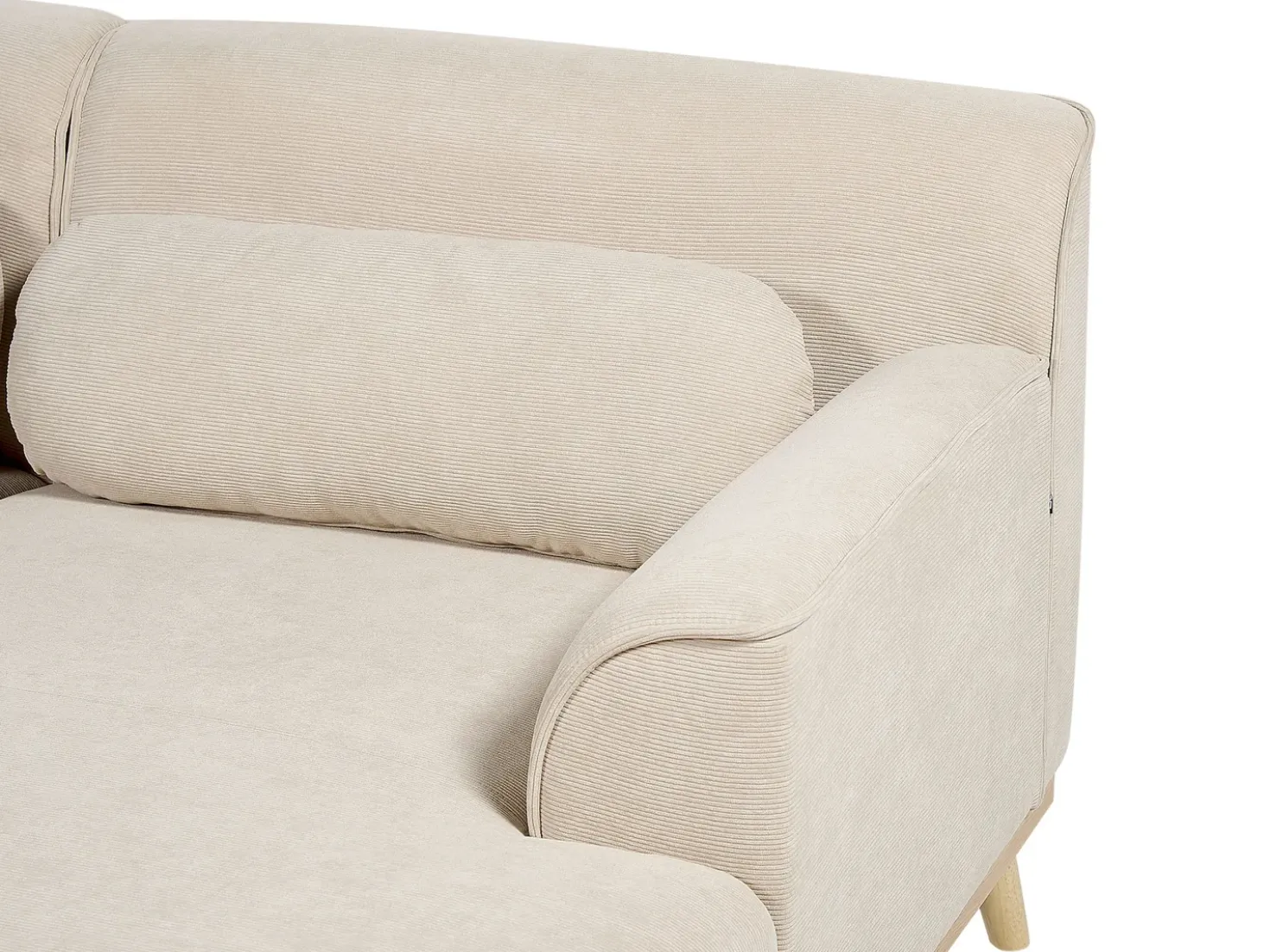 Hjørnesofa 3 personers SIMOS Fløjl Lys Beige Venstrevendt