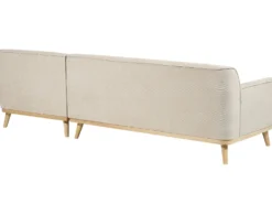 Hjørnesofa 3 personers SIMOS Fløjl Lys Beige Venstrevendt