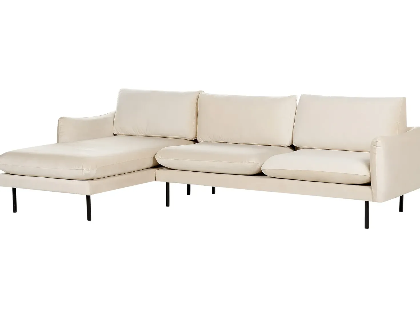 Hjørnesofa 4 personers VINTERBRO Velour Lys Beige Højrevendt