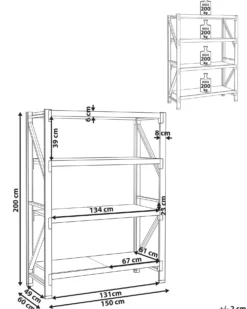 Hylder til garagen FIUGGI Metal 200 cm 150 cm Sort