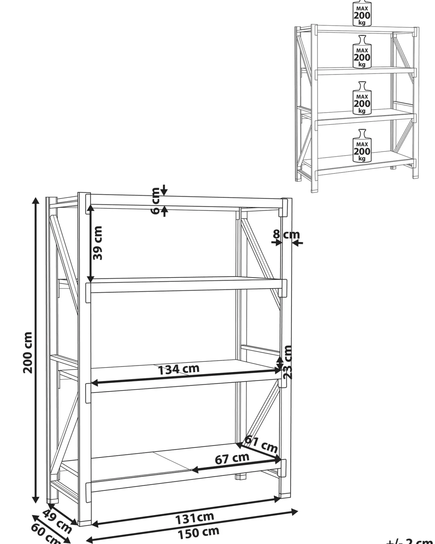 Hylder til garagen FIUGGI Metal 200 cm 150 cm Sort