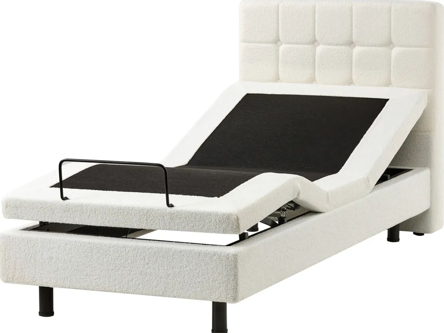 Justerbar seng Boucle DUKE 90 x 200 cm Cremehvid