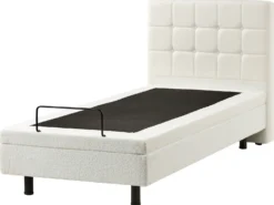 Justerbar seng Boucle DUKE 90 x 200 cm Cremehvid