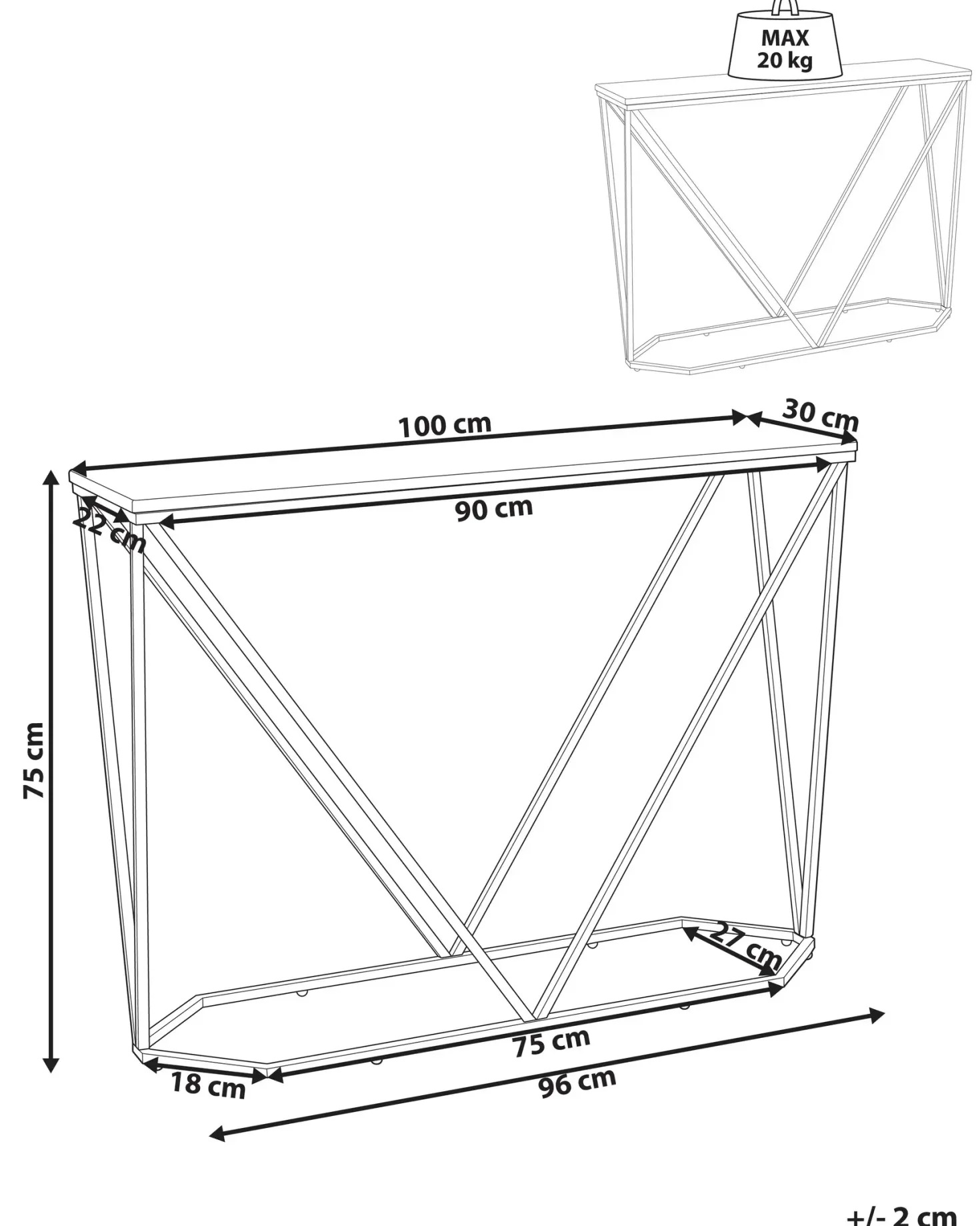 Konsolbord HAZEN Marmor/sort