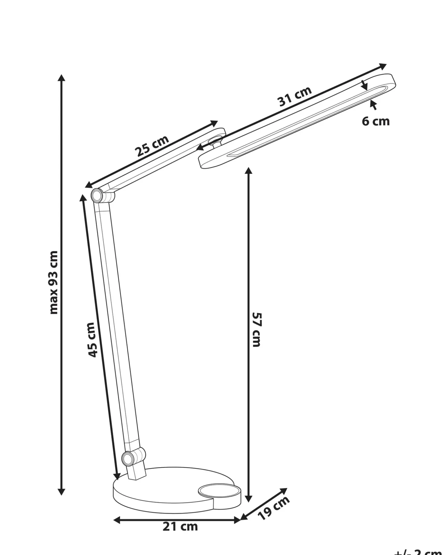 LED skrivebordslampe CAROY Med trådløs oplader Hvid