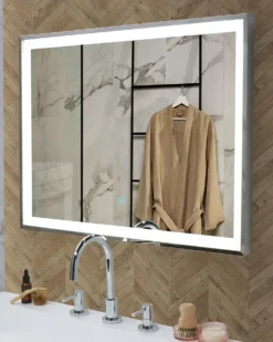 LED-badeværelsesspejl ARGENS 80 cm 60 cm Sølv