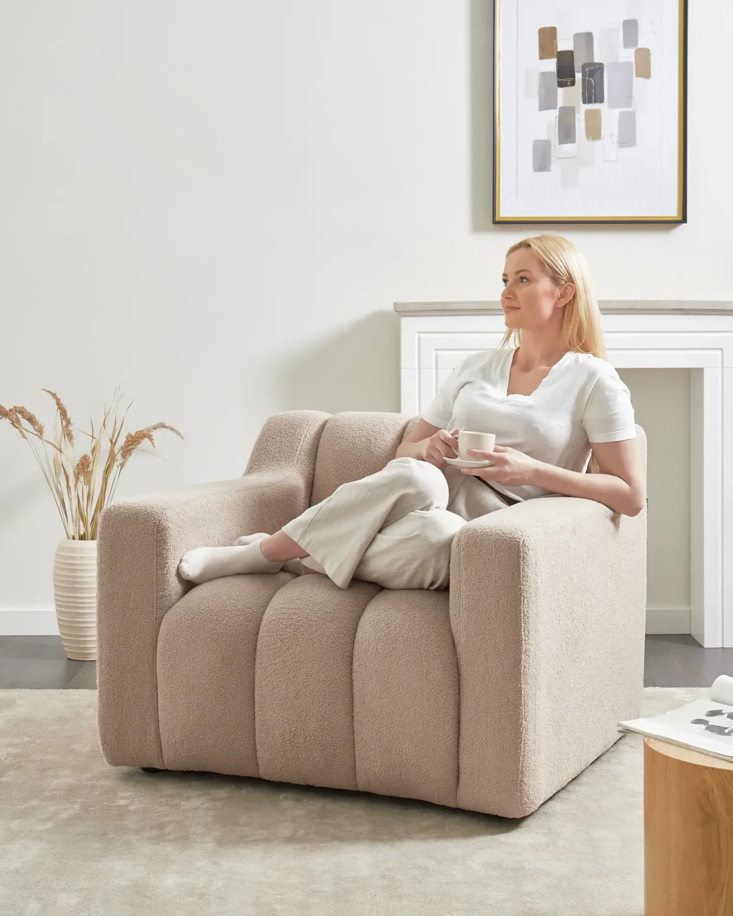 Lænestol AGERUP Boucle Beige