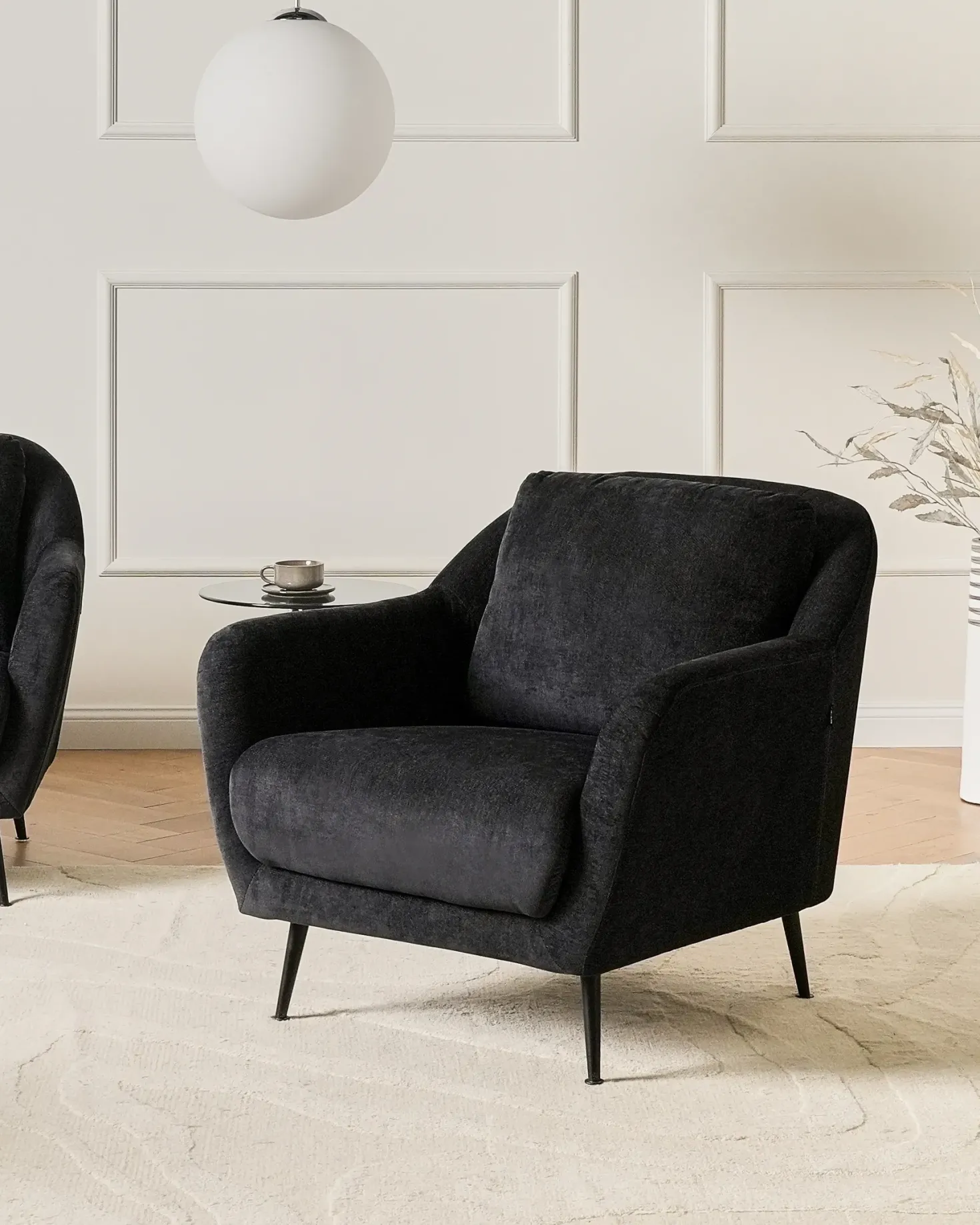 Lænestol EIBY Chenille Sort