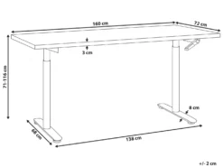 Manuelt justerbart hæve sænkebord DESTINAS Sort 160 cm 72 cm