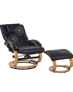 Massagestol MAJESTIC med fodskammel Kunstlæder Sort