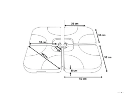 Parasolfod CARIA Brungrå Firkantet 9 kg
