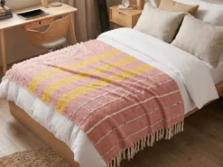 Plaid NAIKHU Bomuld 130 x 170 cm Murstensrød